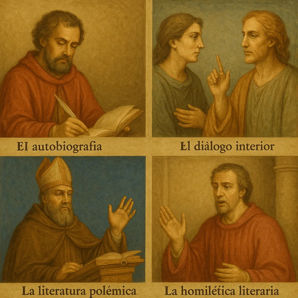 Cuatro paneles: la autobiografía, el diálogo interior, la literatura polémica y la homilética literaria