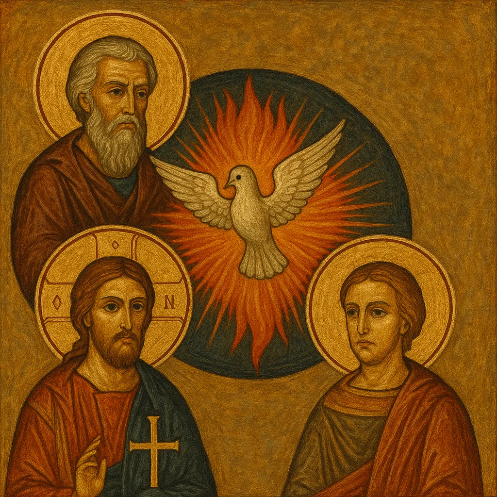 Representación simbólica de la Trinidad con énfasis en el Espíritu Santo como tercera persona coigual