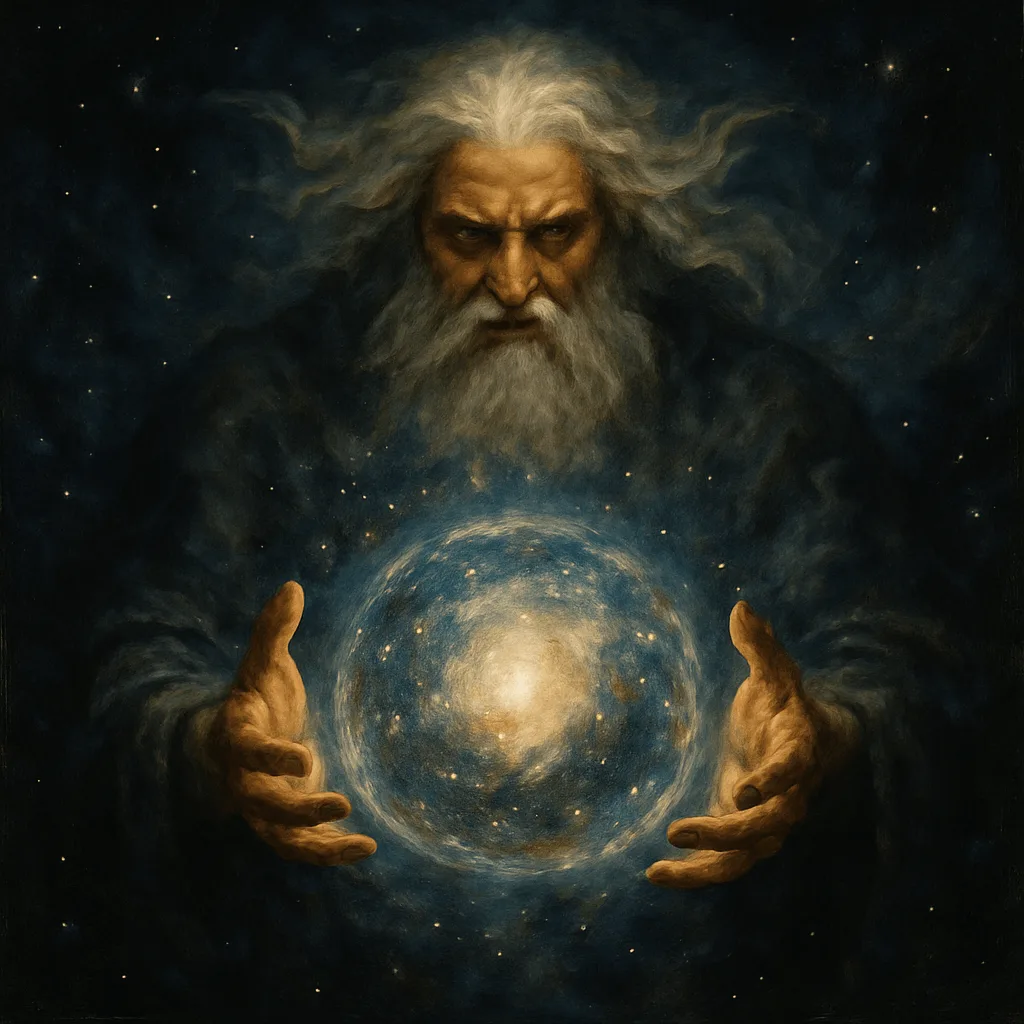 Ilustración de Dios creando de la nada