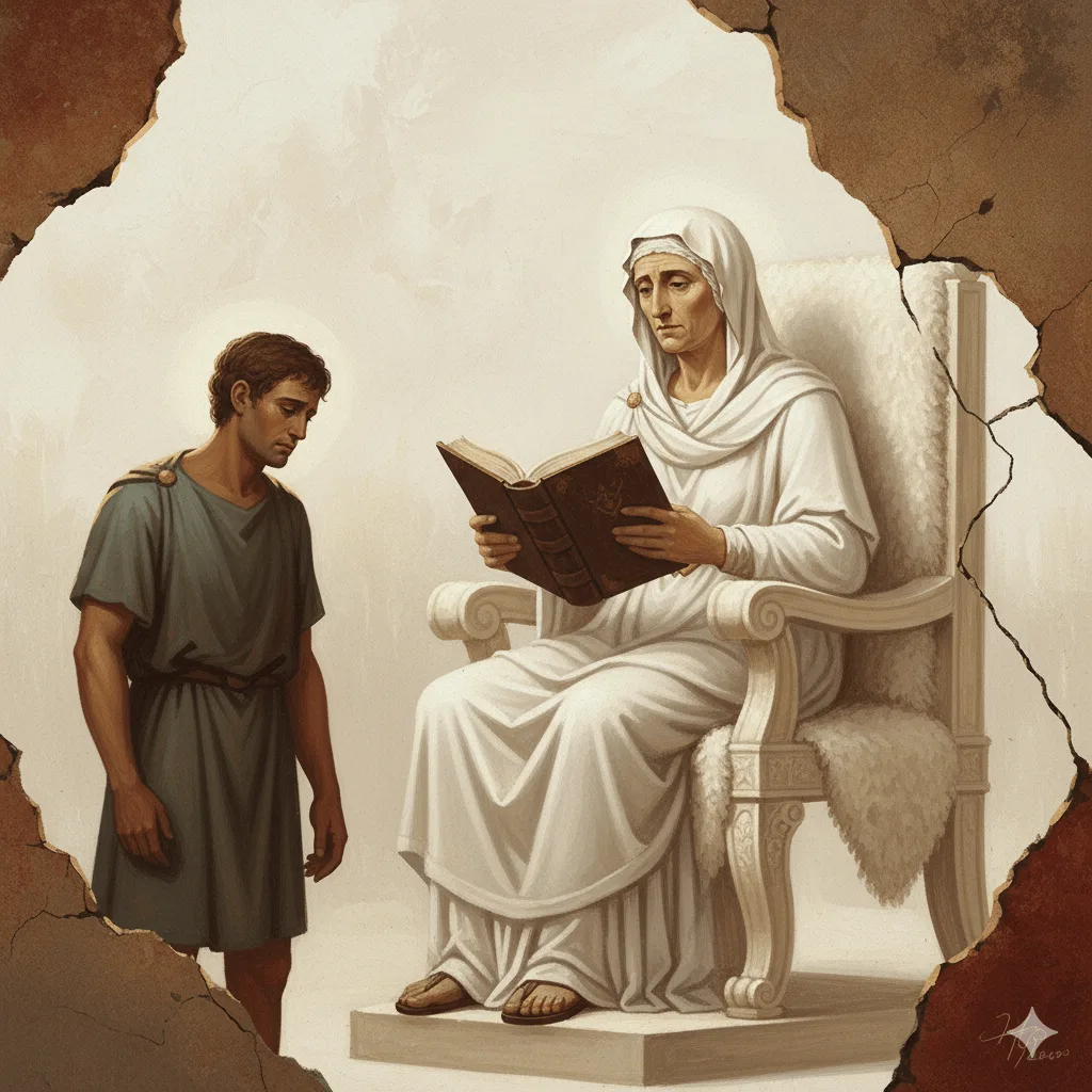 La anciana lee el libro sentada en la silla blanca. Recreación moderna.