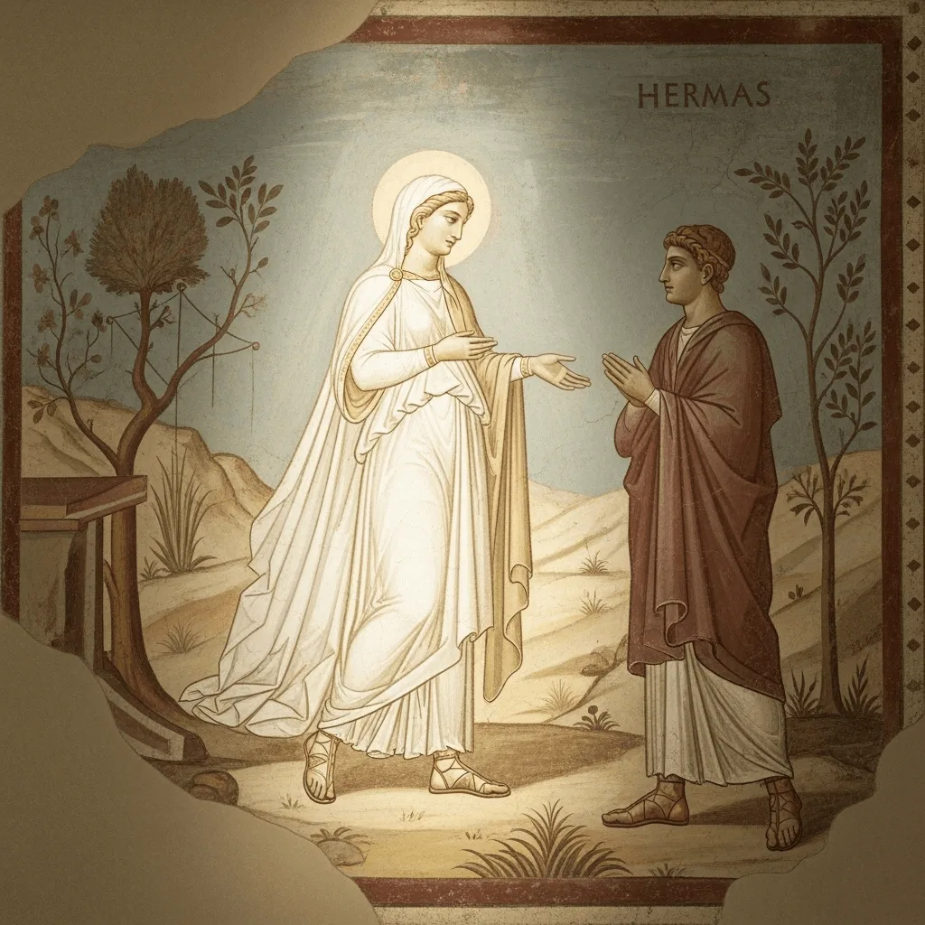La doncella vestida de novia sale al encuentro de Hermas. Recreación moderna.