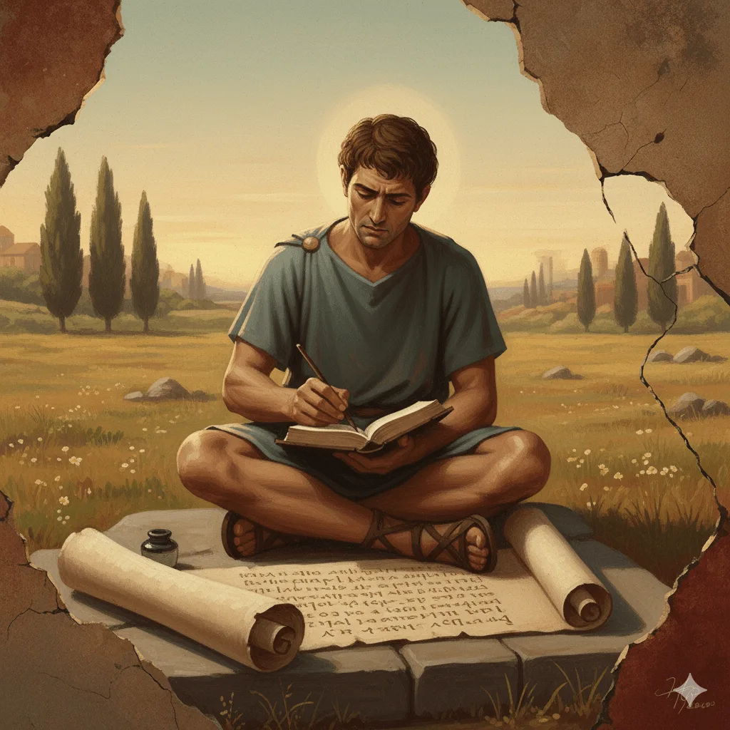 Hermas copia el librito letra por letra. Recreación moderna.