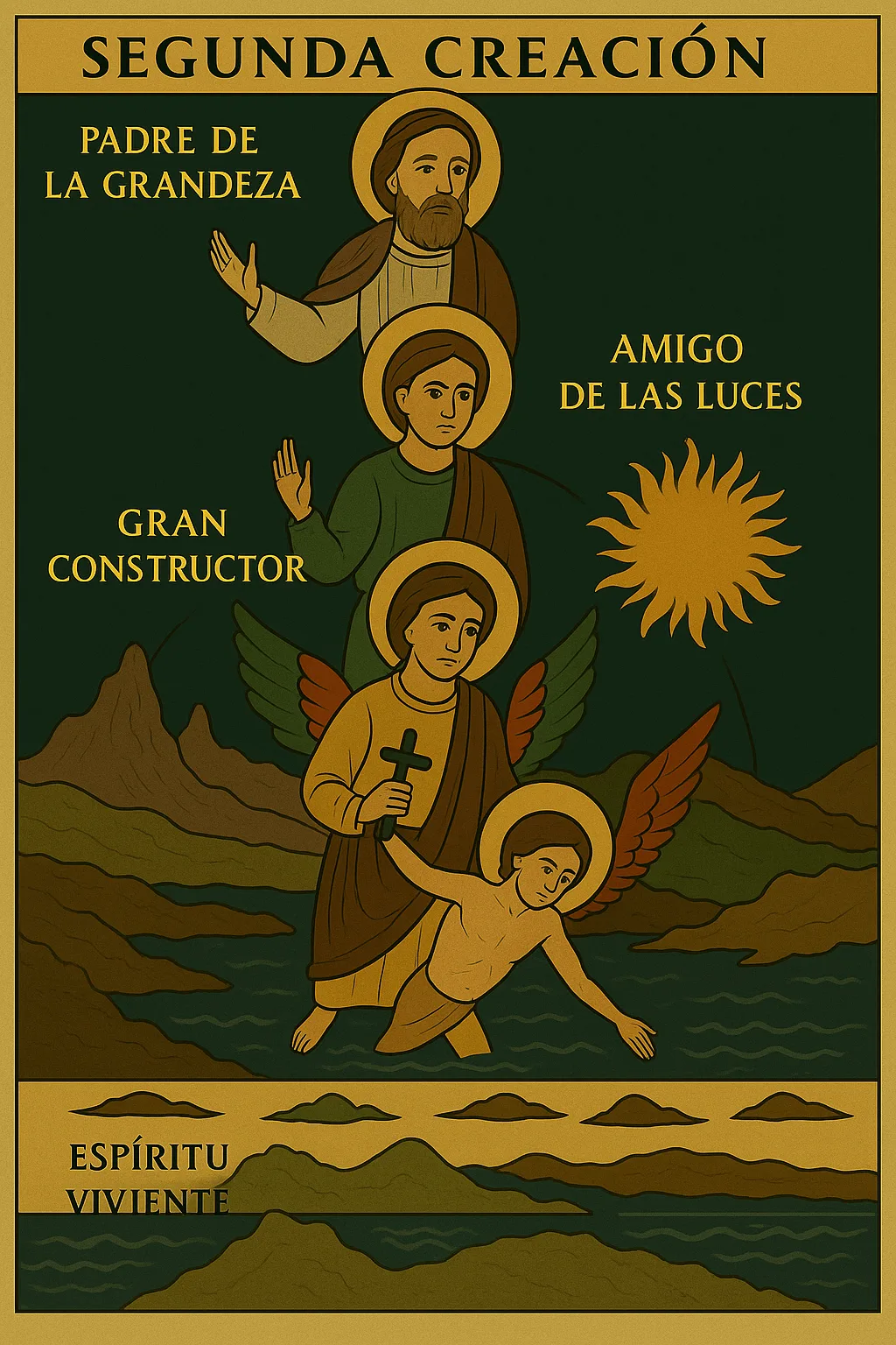 Representación de la creación del cosmos material por el Espíritu Viviente
