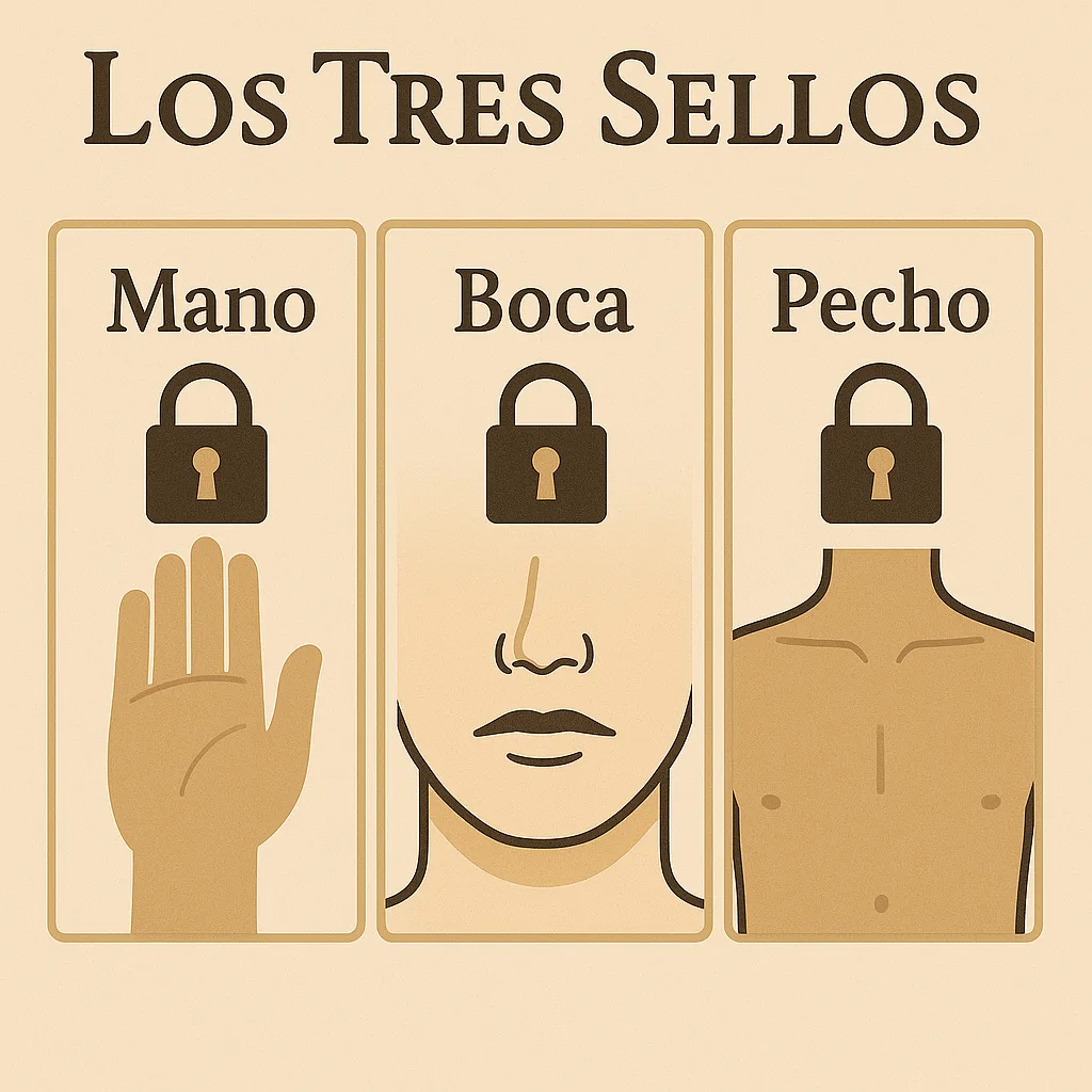 Representación simbólica de los Tres Sellos maniqueístas