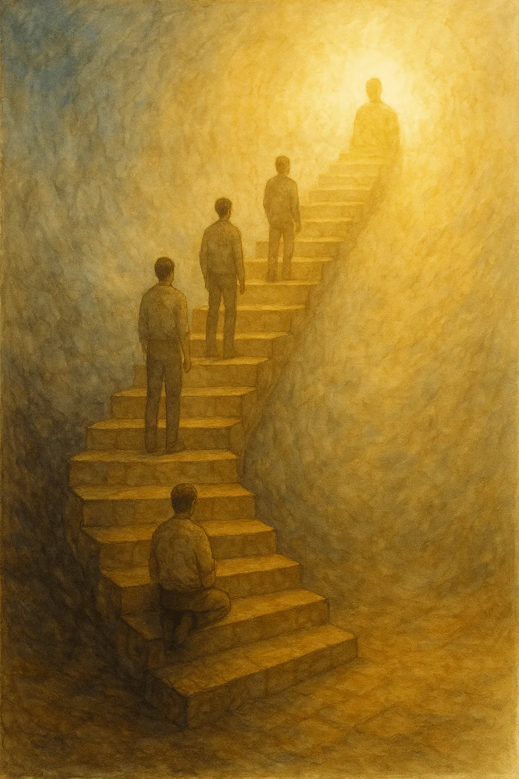 Representación de la escalera de perfección mormona hacia la divinidad